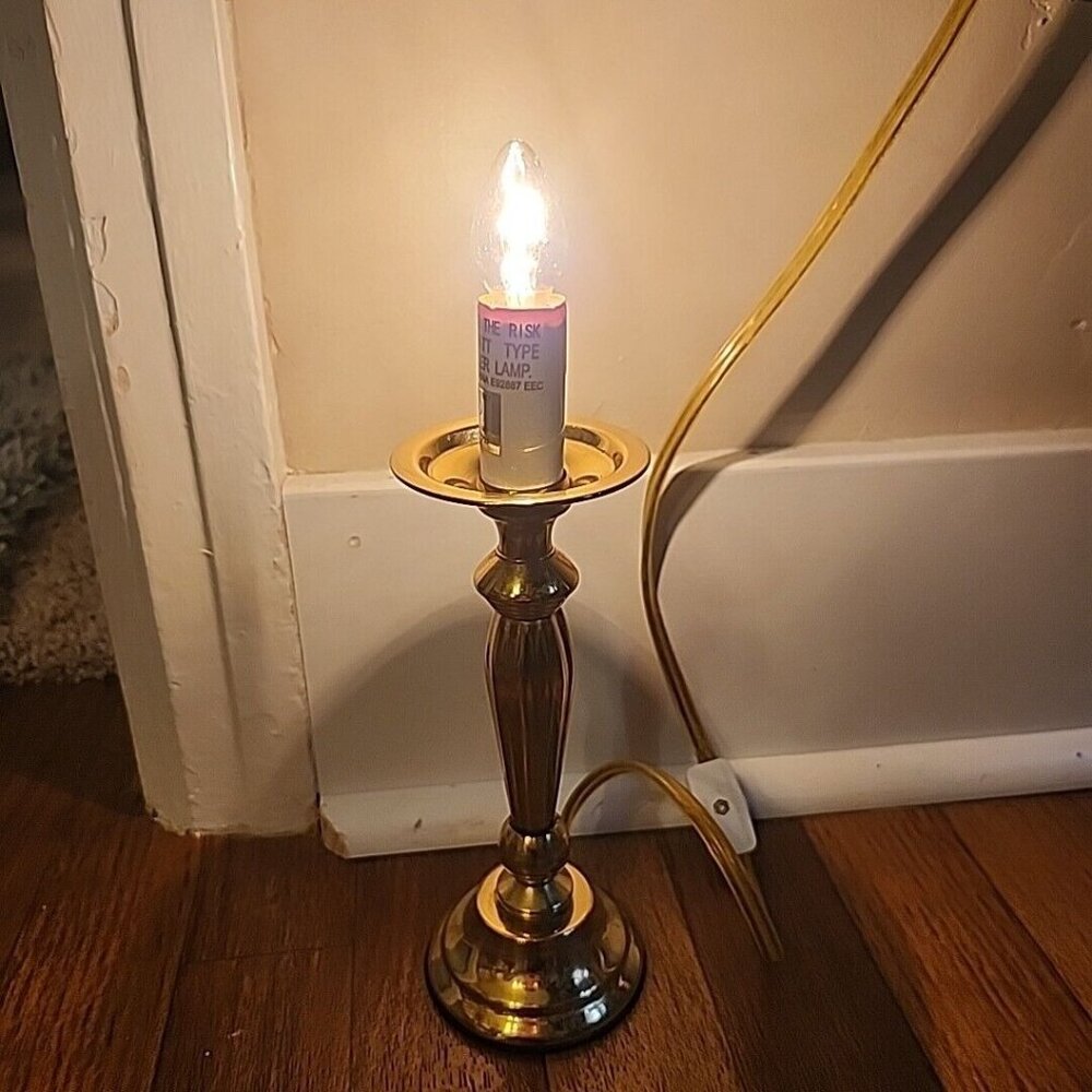 8.5” Brass Table Lamp Base Vintage Hollywood Regency - Picture 3 of 11